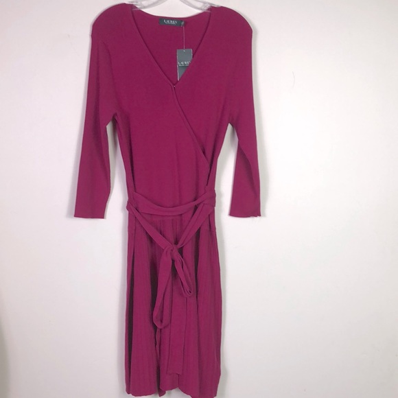💲SOLD 💲SOLD RALP LAUREN NWT Plum knit dress, belt, Size: XL - Picture 2 of 11